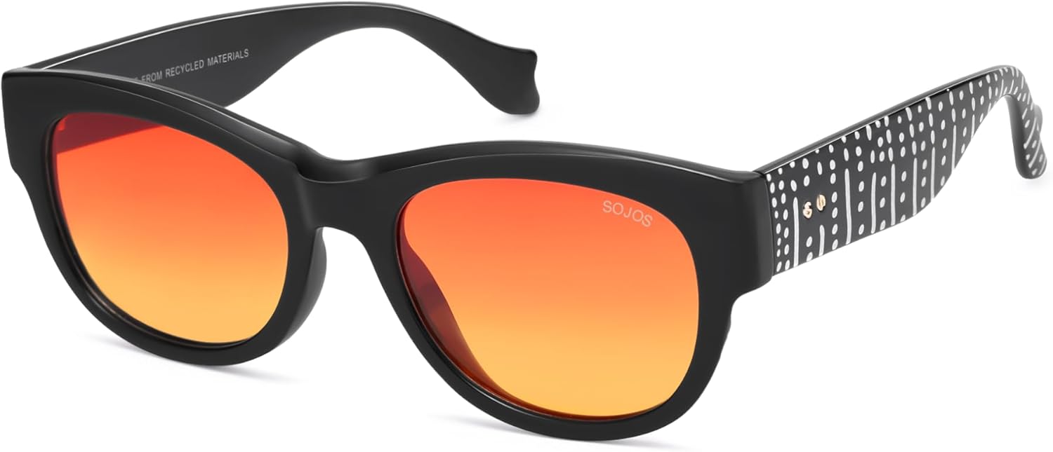 

Солнцезащитные очки SOJOS Ocean Collection Classic Polarized Square для женщин и мужчин, оправа из переработанного пластика, экологичные, защита от УФ-излучения UV400, цвет Bloom, Black/Orange