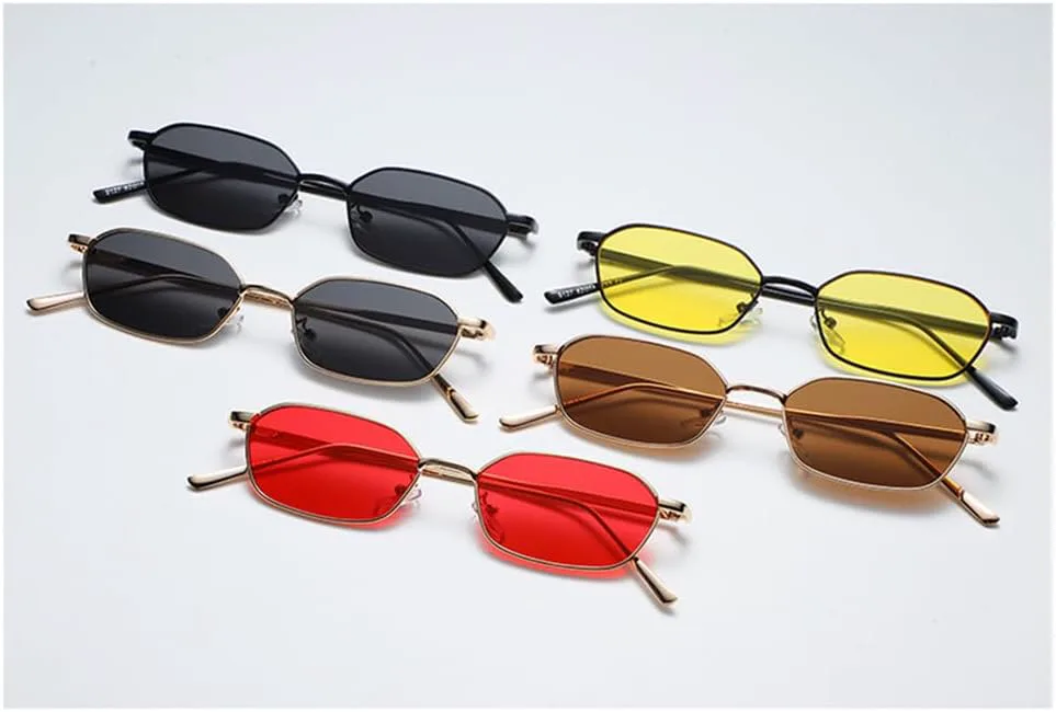 

Солнцезащитные очки Polygon для мужчин и женщин, металлическая оправа, маленькие солнцезащитные очки в винтажном стиле, женские солнцезащитные очки UV400 HDUBFY, Tea