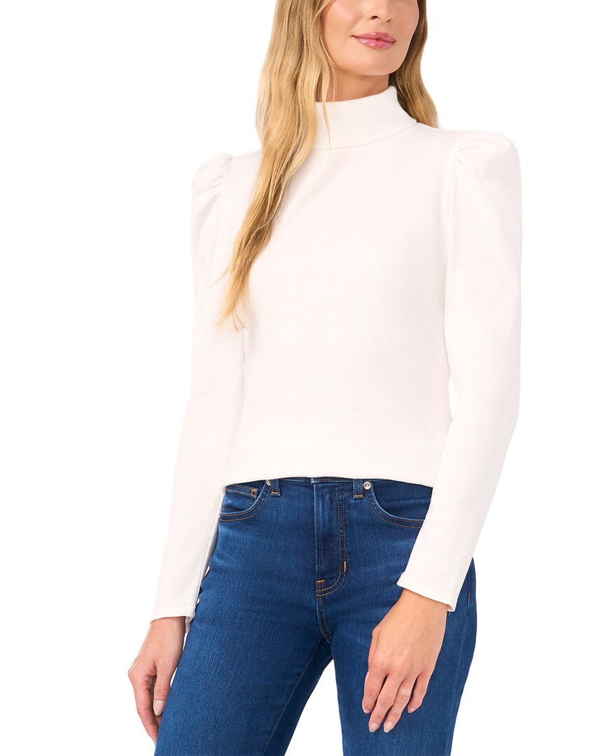 

Водолазка CeCe с рукавами-фонариками и резинкой, белый