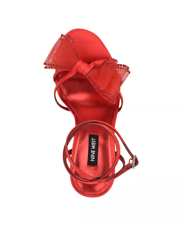 Женские стрейчевые босоножки на шпильке Minky с ремешками Nine West, красный — фото 4