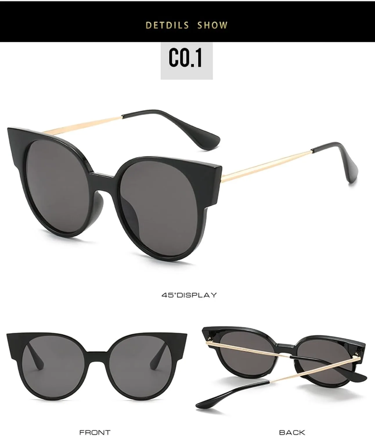 

Солнцезащитные очки «кошачий глаз» в крупной оправе для уличной стрельбы, модные, для мужчин и женщин, для отдыха на природе (Цвет: A, Размер: Средний) MTZJH, C