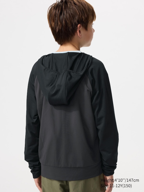 Толстовка AIRism с UV-защитой на молнии (color block) Uniqlo, 60 light blue — фото 3