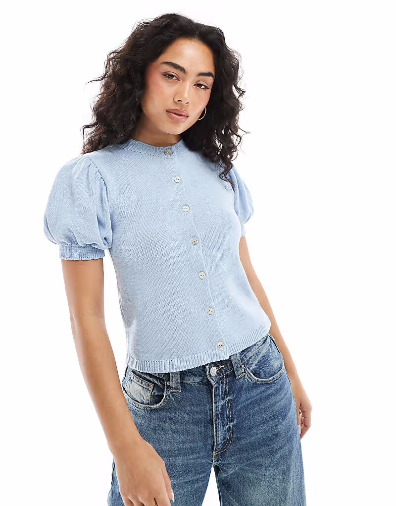 

Кардиган с рукавами-фонариками ASOS DESIGN светло-голубого цвета