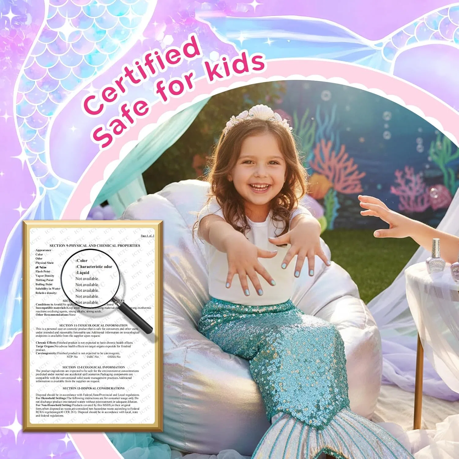 Набор детского лака для ногтей «Русалка» из 6 цветов Aieenjor, Mermaid Set — фото 4