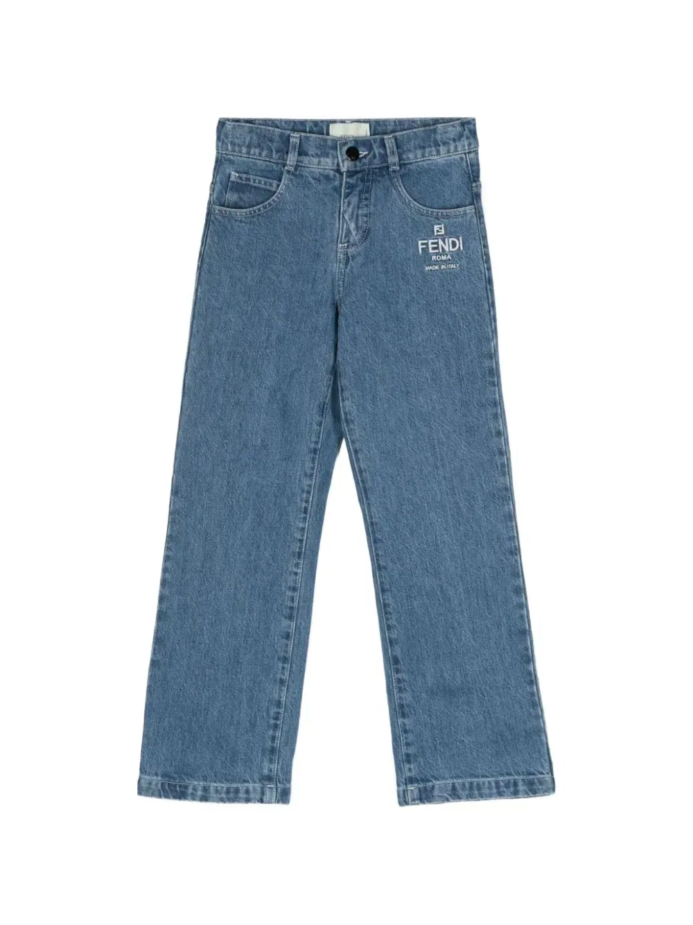 Джинсы с вышитым логотипом Fendi Kids, синий