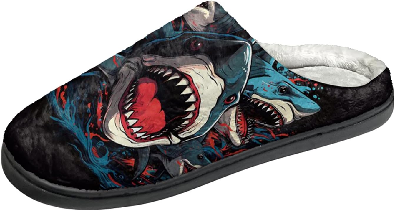 

Тапочки Forchrinse унисекс для мужчин и женщин с эффектом памяти, удобные домашние туфли с закрытым носком, для дома, теплые тапочки для носки в помещении, легкие, Underwater 3d Shark