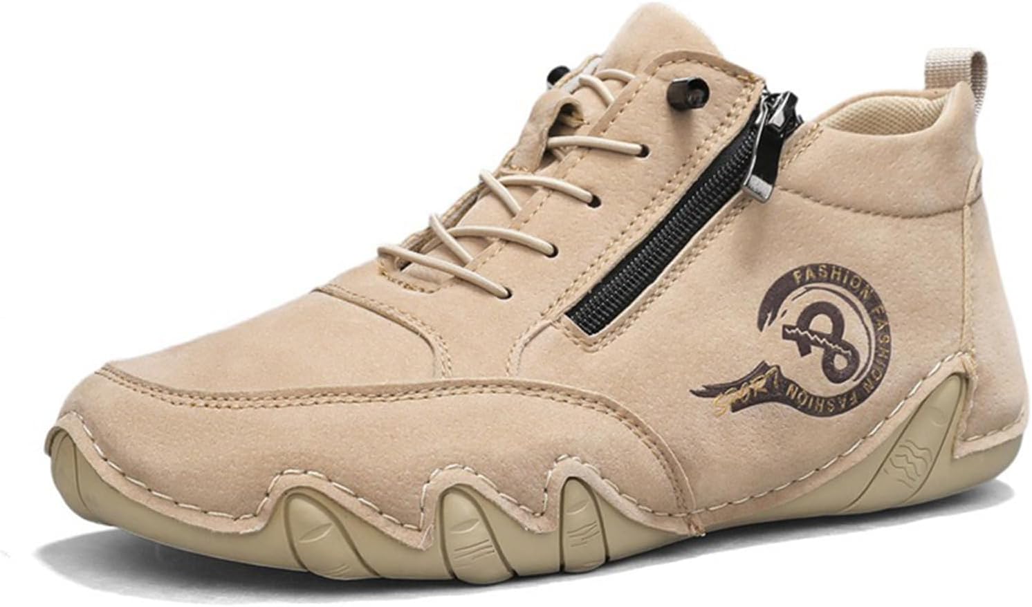 

Мужские замшевые кожаные ботинки Чукка на шнуровке, удобные высокие с мягкой подошвой, противоскользящие для вождения и ходьбы, кроссовки, итальянская ручная работа, с боковой молнией, ботинки до щиколотки Enoegmsd, Apricot