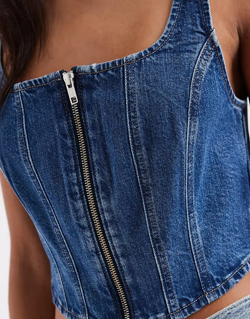 Джинсовый топ Levis с квадратным вырезом и швом Levi's, синий — фото 4
