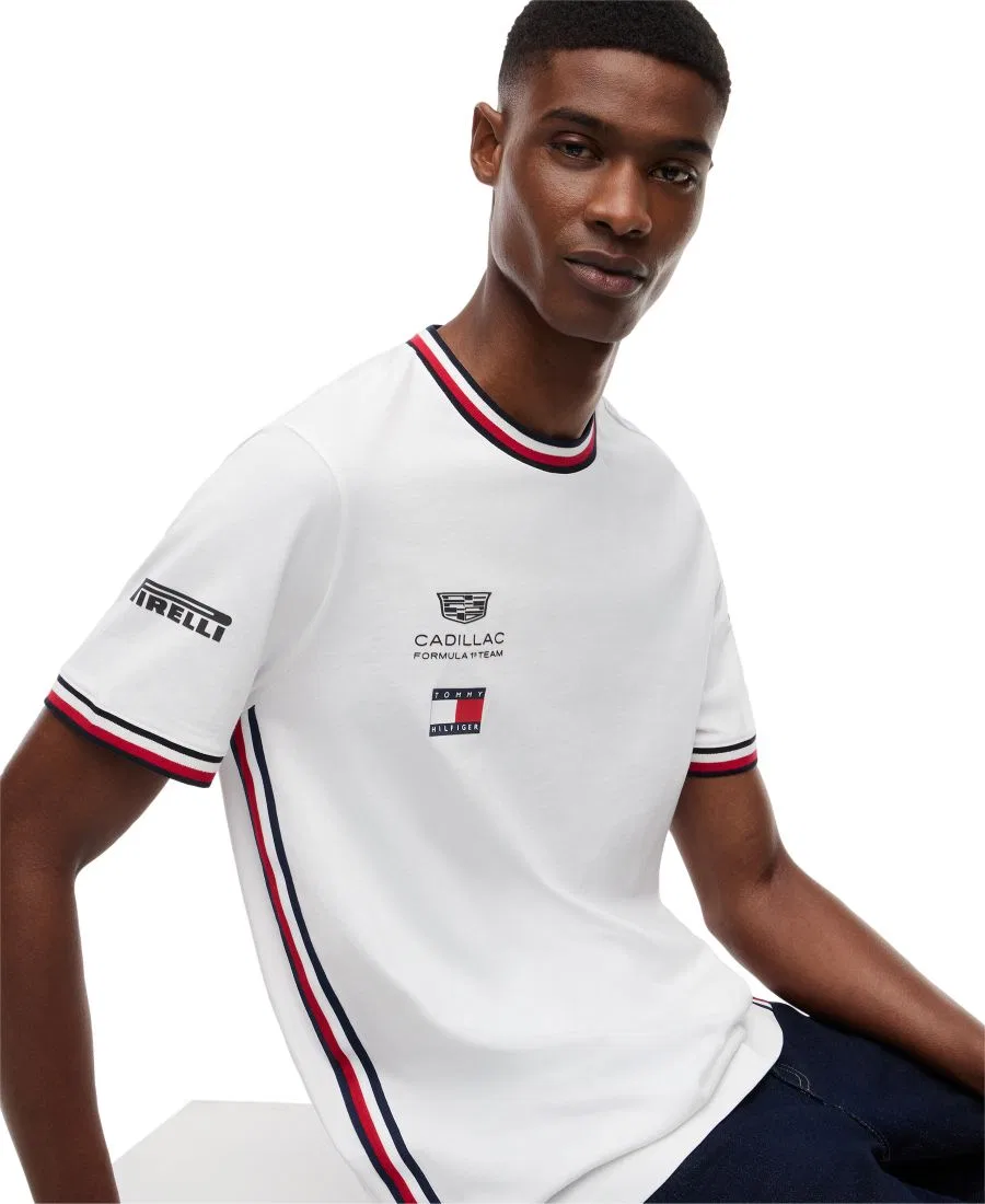 Футболка с коротким рукавом Cadillac F1 для мужчин, модель Drivers 77 Tommy Hilfiger, White — фото 4