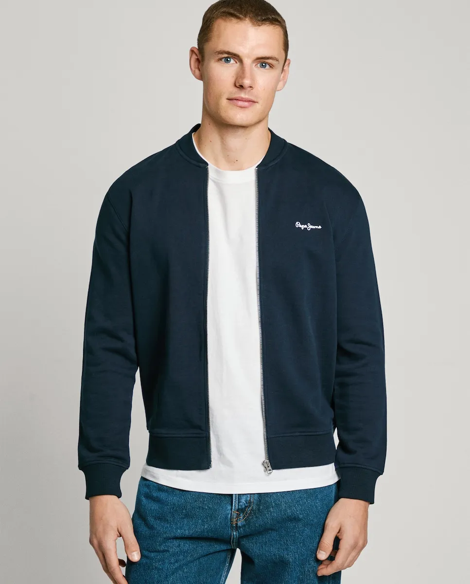 

Мужская спортивная куртка-бомбер с застежкой-молнией Pepe Jeans, тёмно-синий