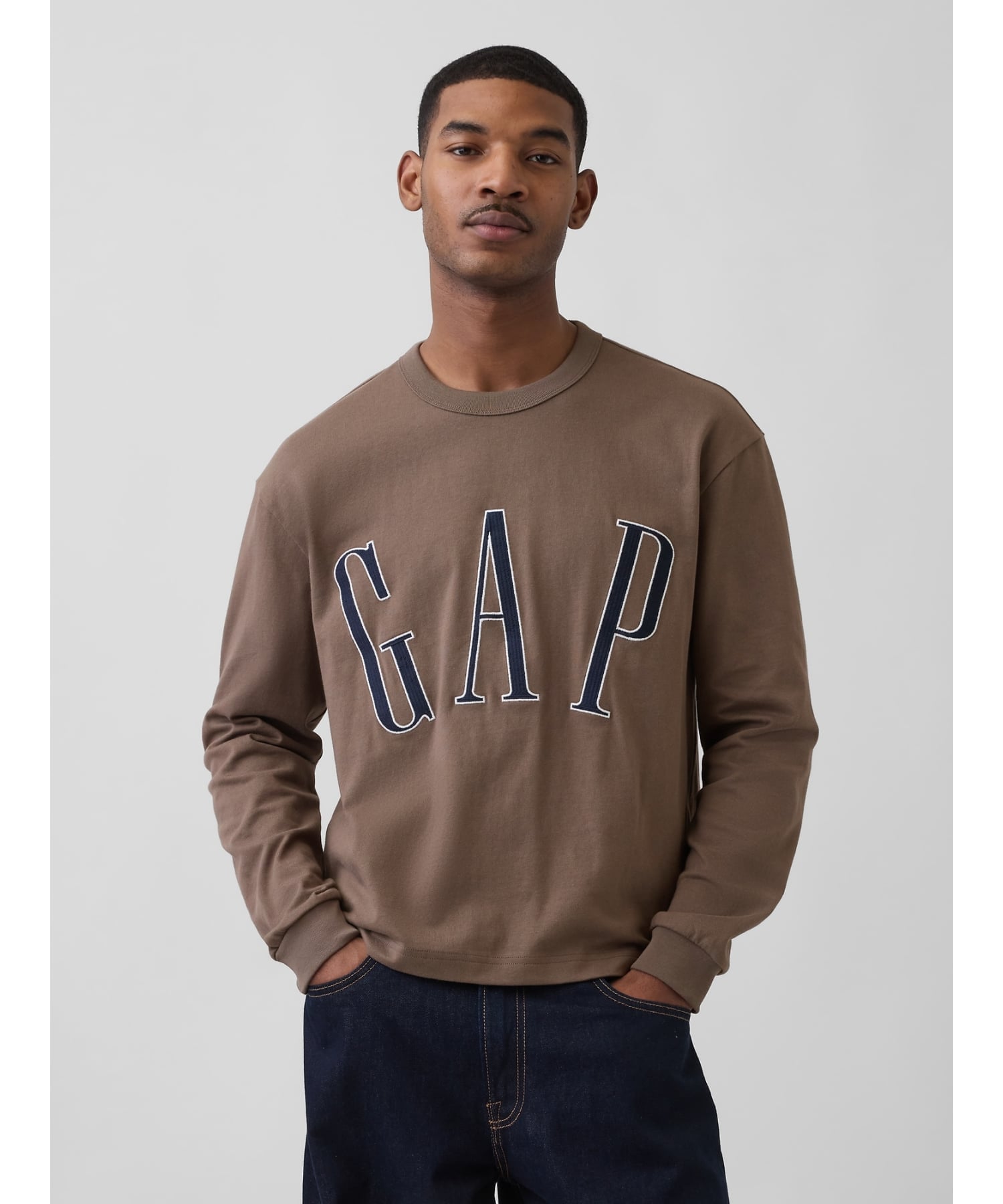 (U) Укороченная футболка с логотипом GAP большого размера, TOASTED_ALMOND