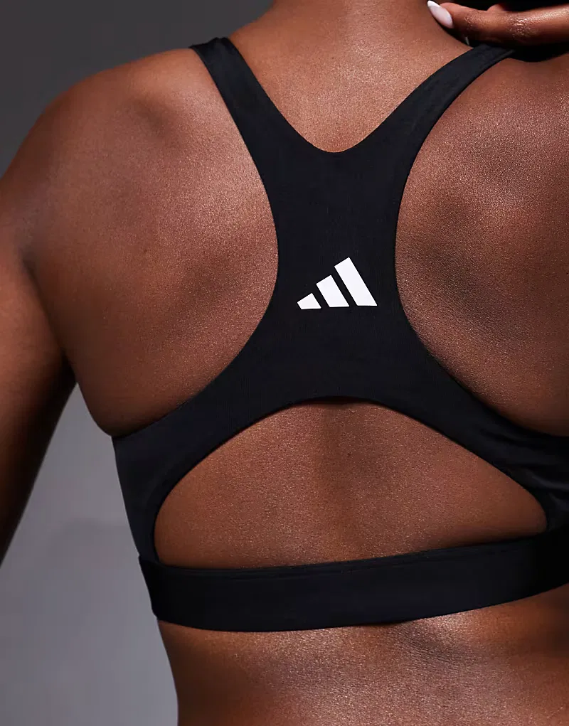 Спортивный бюстгальтер Adidas Performance Training Optime с высокой степенью поддержки, черный — фото 3