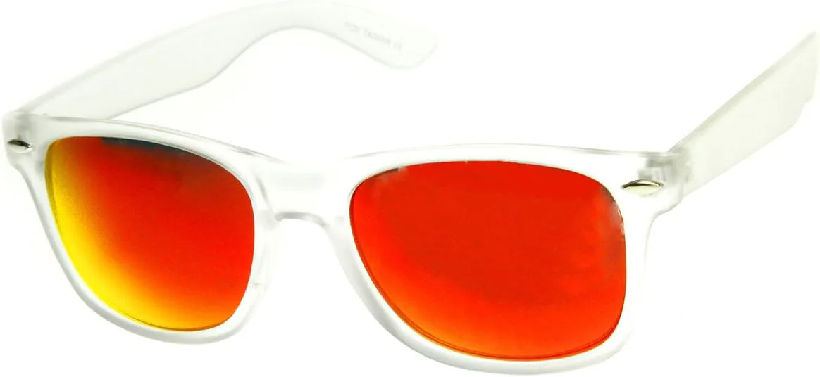 

Солнцезащитные очки в роговой оправе с матовой оправой, зеркальными линзами и отражающим эффектом (серия Frost | малиновый) zeroUV, Frost Series | Crimson