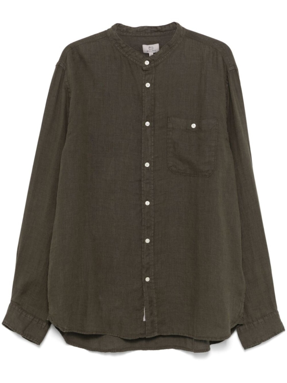 

Льняная рубашка с воротником-стойкой Woolrich, зеленый
