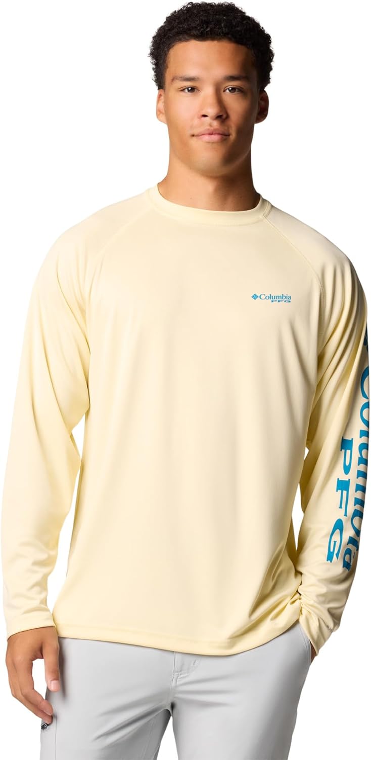 

Columbia мужская футболка с длинным рукавом Terminal Tackle PFG Statetriot, Lemon Wash/Blue Echo Logo, Серый, Columbia мужская футболка с длинным рукавом Terminal Tackle PFG Statetriot, Lemon Wash/Blue Echo Logo