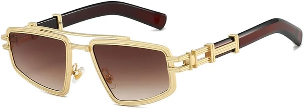 

Солнцезащитные очки с защитой от УФ-излучения UV400 | Металлические линзы в стиле стимпанк | Цветные линзы | Для женщин и мужчин | Для занятий спортом на открытом воздухе и вождения DSVIGF, Gold-brown