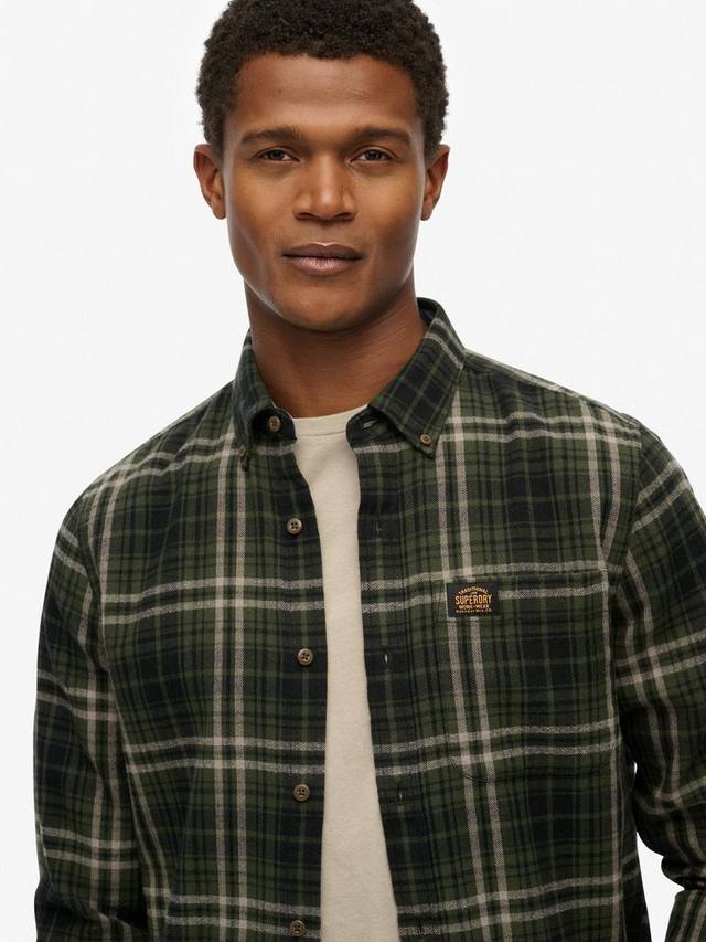 Длинная рубашка из хлопка в стиле лесоруба Superdry, Olive Green — фото 4
