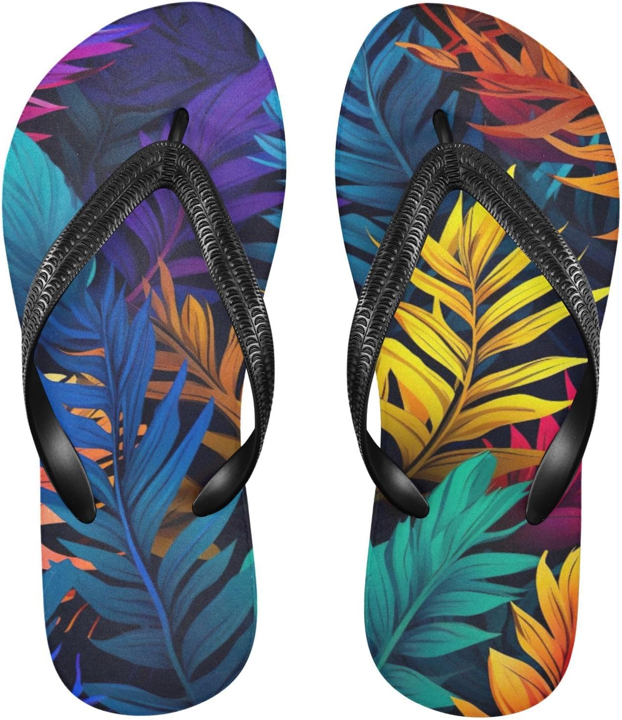 

Женские и мужские летние пляжные шлепанцы Palm Leaf с тропическим дизайном, для душа Kfbe, Rainbow Leaf