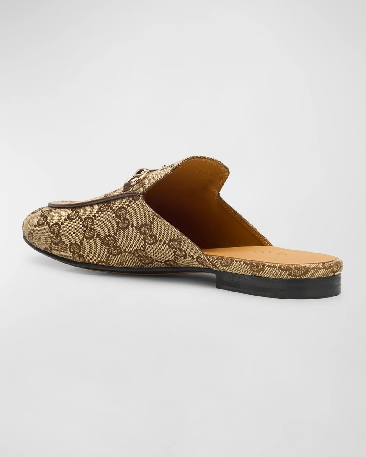Мюли-лоферы из парусины Princetown с узором GG Gucci, цвет Beige Ebony — фото 3