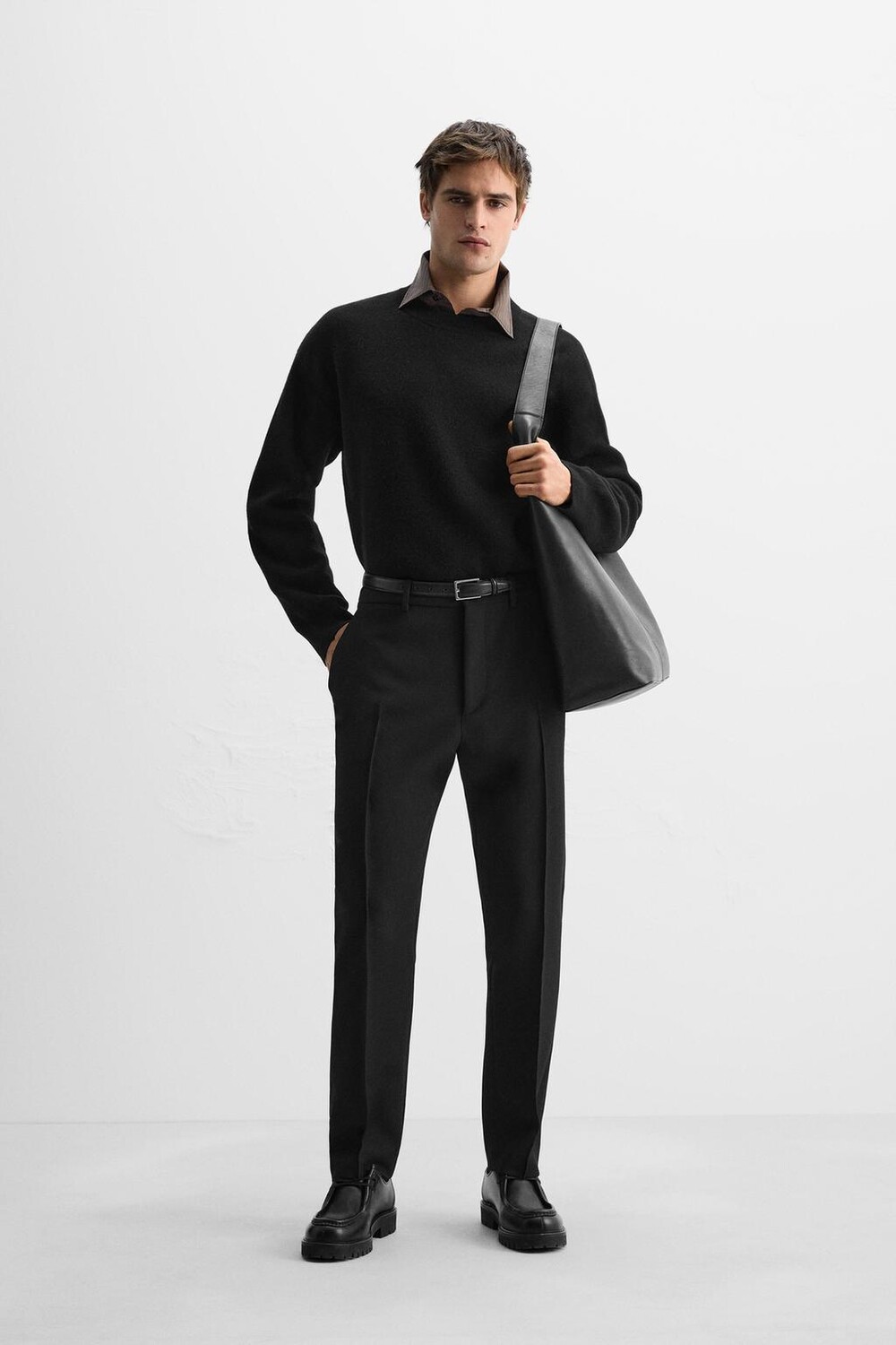 

Компактный свитер из шерсти ZARA, черный