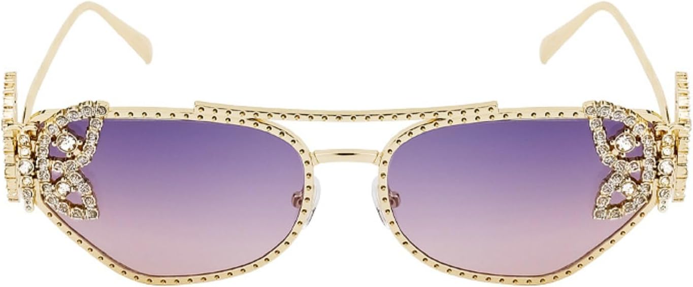 

Женские солнцезащитные очки в квадратной оправе с блестками и стразами в форме бабочки, роскошные, увеличенного размера, металлические, с защитой от УФ-излучения UV400, артикул 98114 Melrose, Purple