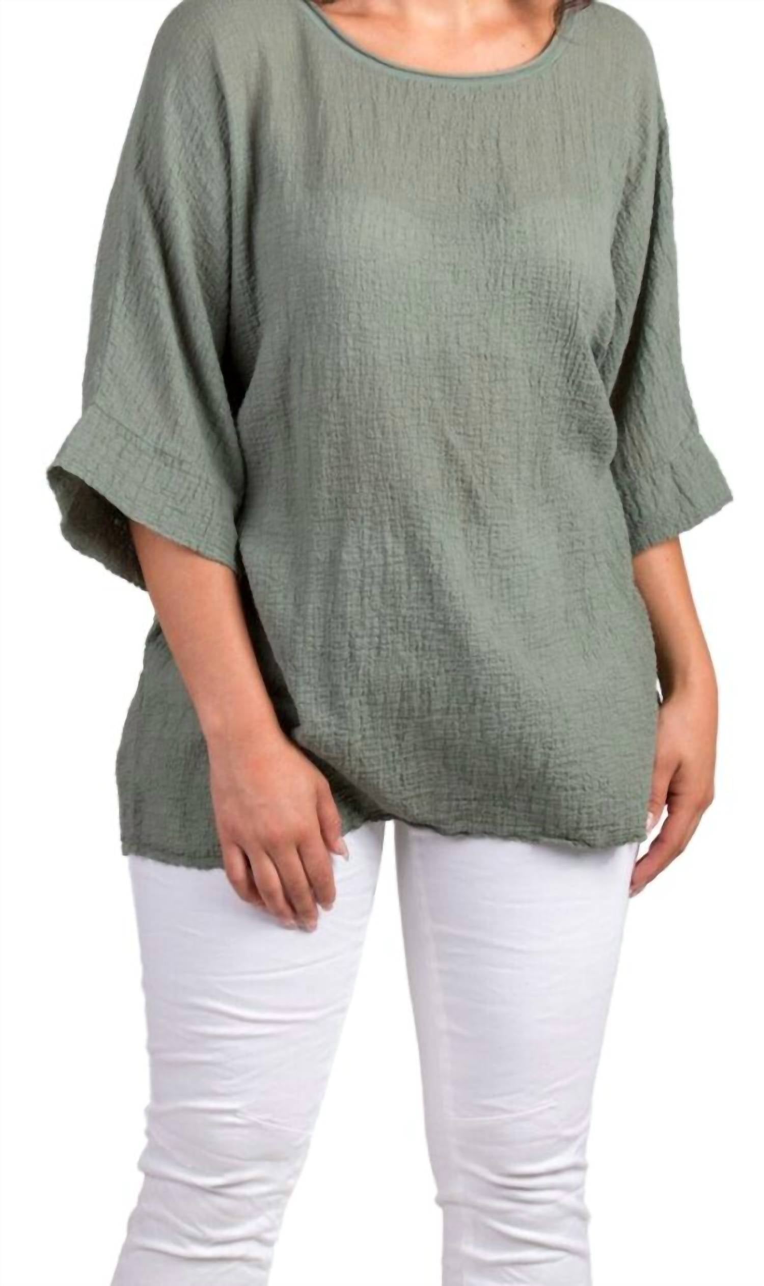 

Топ из вафельного хлопка Rina цвета оливы Gigi Moda, оливковый