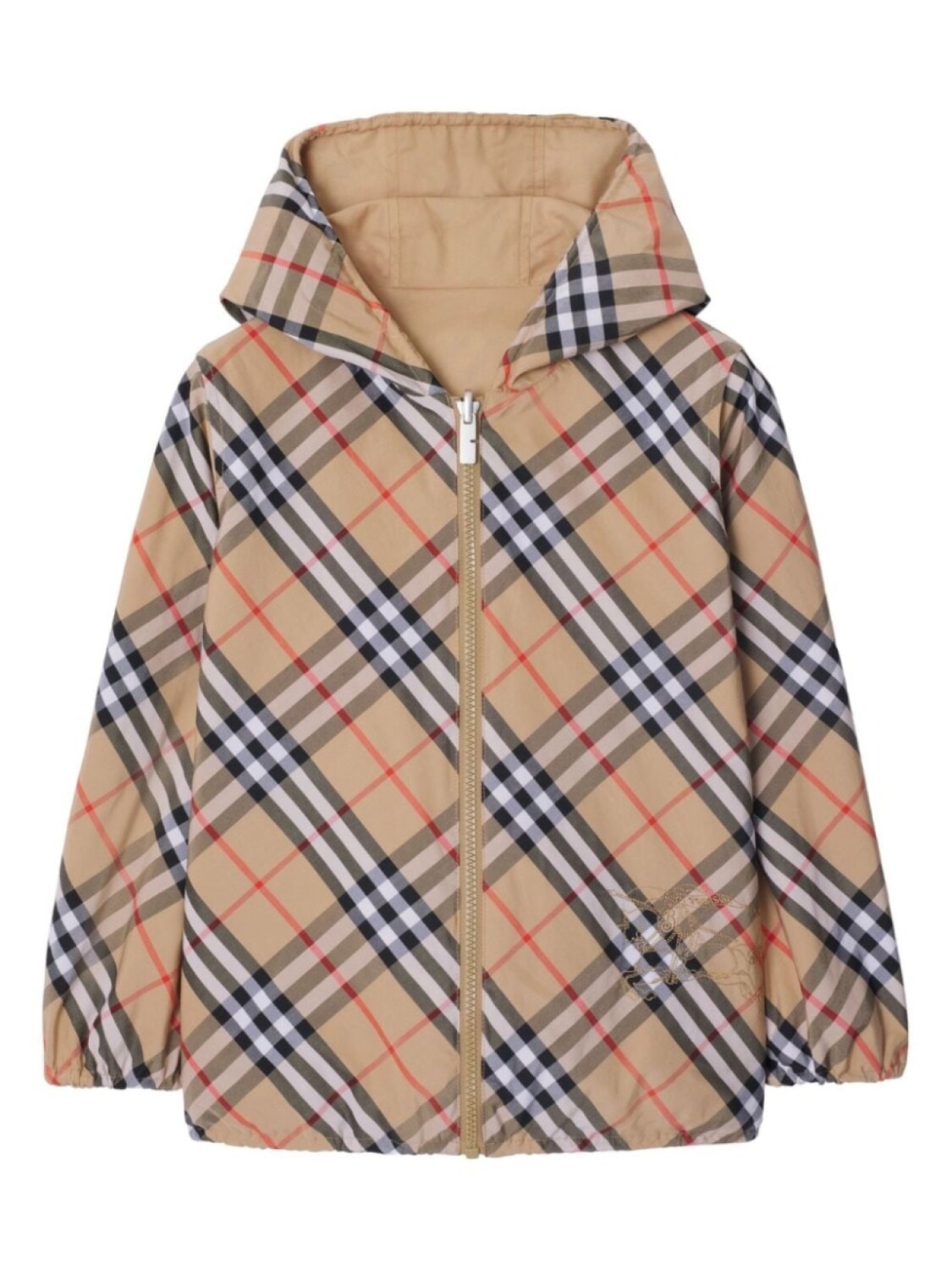 

Burberry Kids двусторонняя куртка в клетку, нейтральный цвет