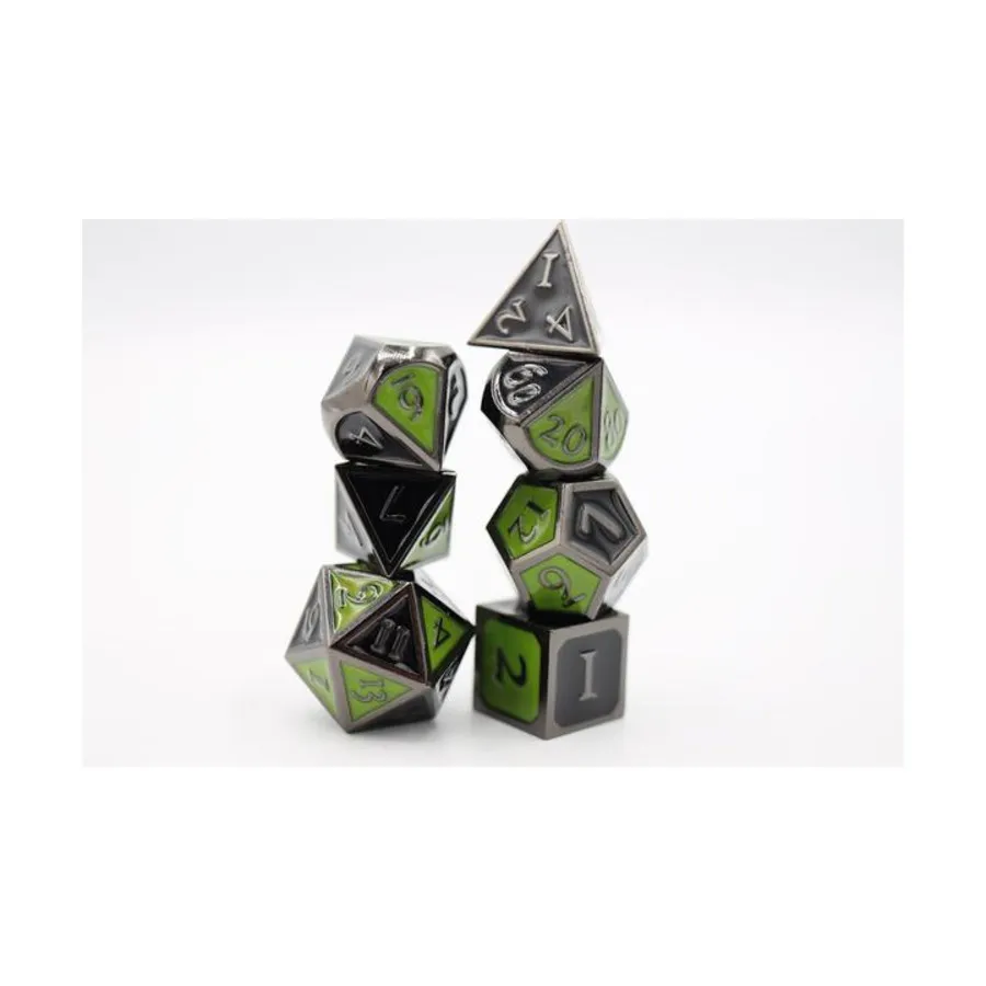 

Набор Poly — двойной черный и зеленый (7), Dice Sets - Metal (Foam Brain Games)
