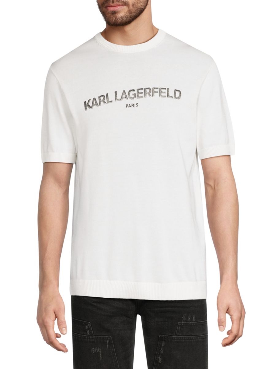 

Легкий свитер с короткими рукавами и логотипом Karl Lagerfeld Paris, белый