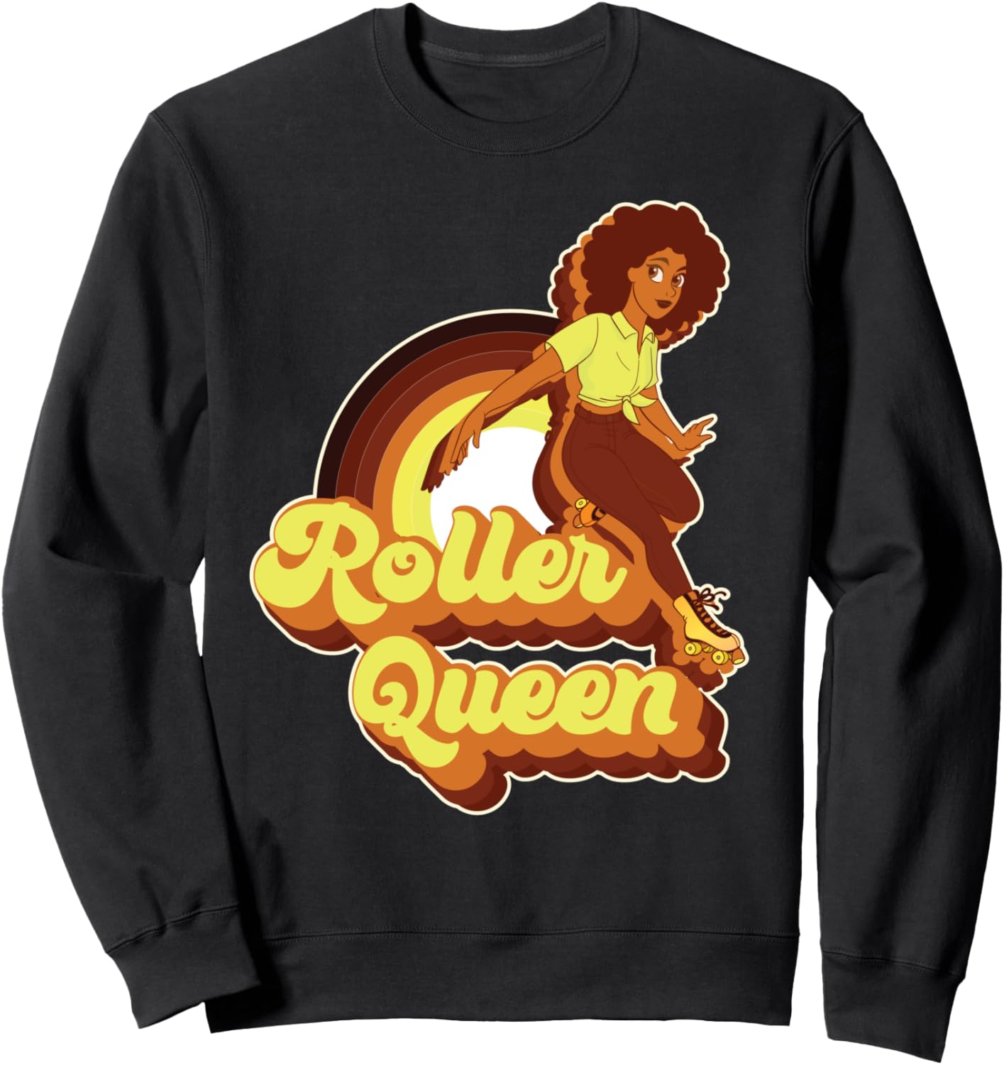 

Крутая толстовка в стиле ретро афро с изображением девушки на роликовых коньках из 1970-х 70S 80S Disco Roller Skate Skating Party Hs0, черный