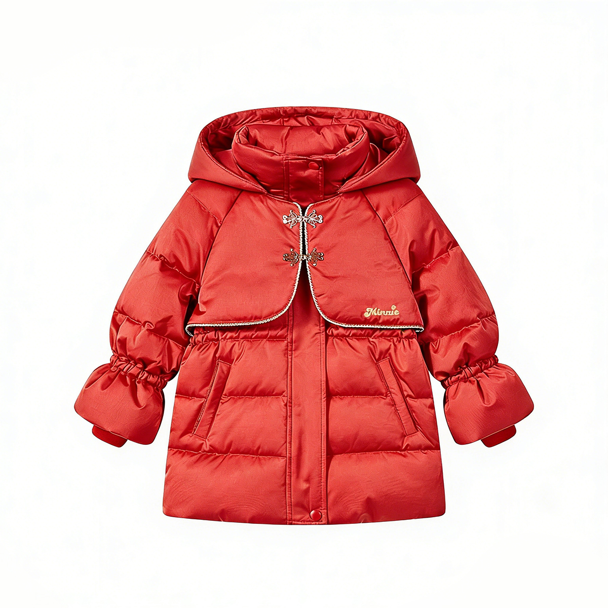

Детская пуховая куртка с капюшоном, умеренно ветрозащитные Disney, красный