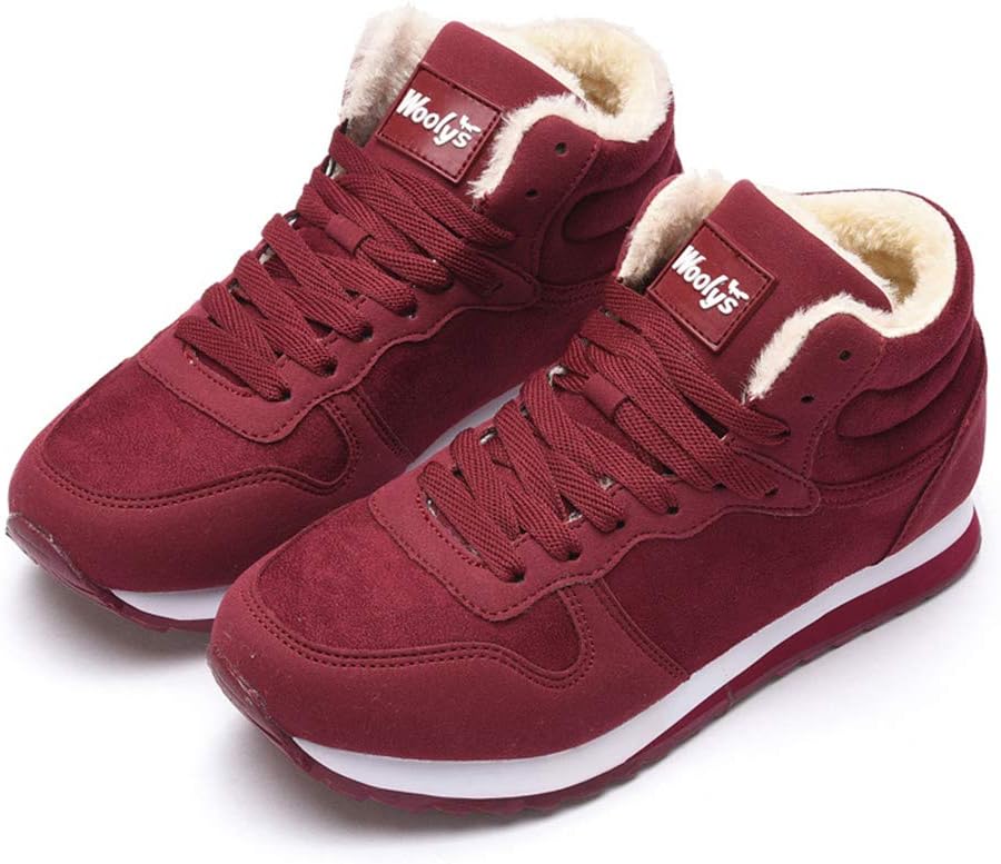 

Зимние женские и мужские ботинки Rojeam с меховой подкладкой, короткие повседневные ботинки и походные ботинки, красный