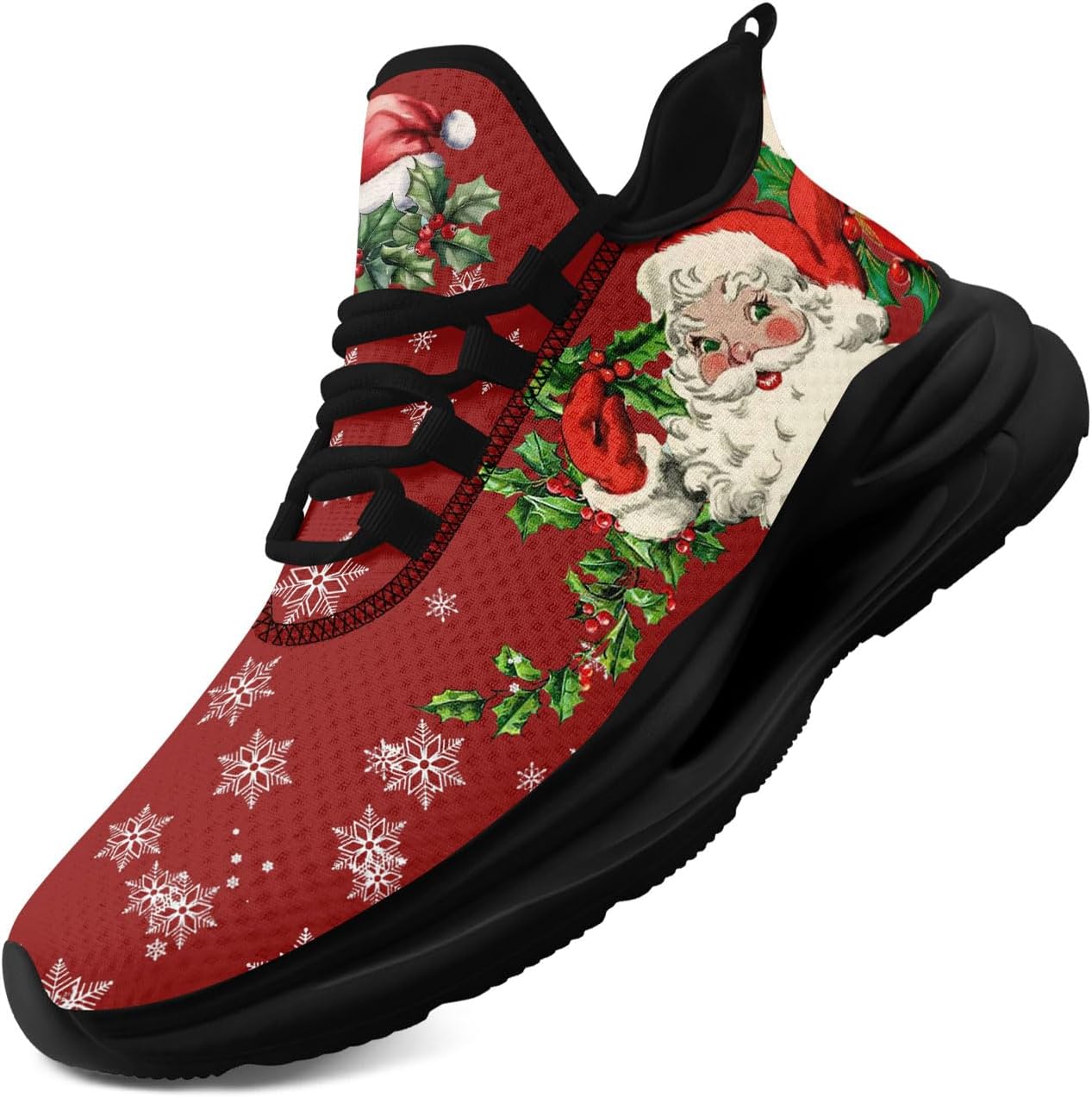 

Кроссовки с рождественской тематикой Санта-Клауса для мужчин и женщин - удобные теннисные и ходовые обувь, амортизирующие спортивные кроссовки для тренировок Coolcustomize, красный