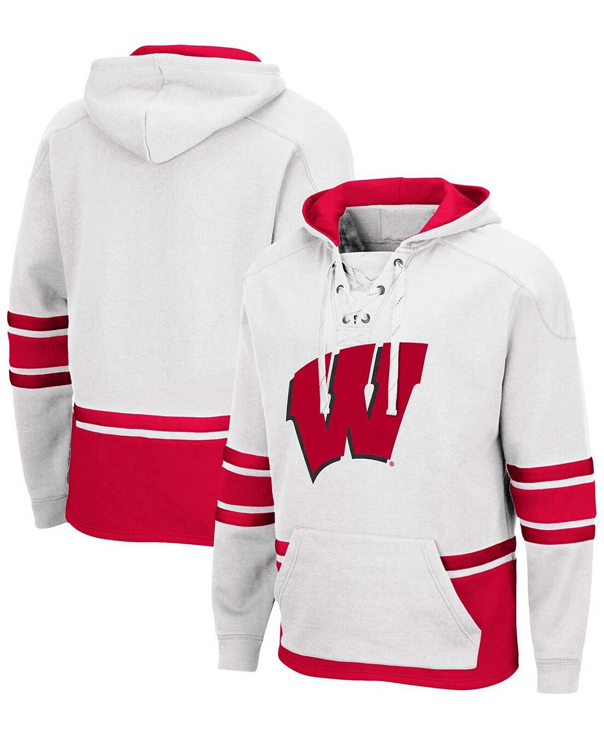 

Мужской белый пуловер с капюшоном Wisconsin Badgers Hockey 3.0 Colosseum