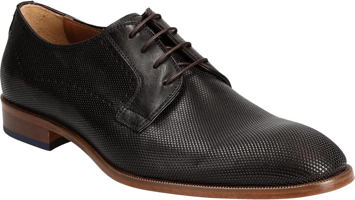 Мужские кожаные туфли Lüke Schuhe черного цвета на шнуровке, модель 392
