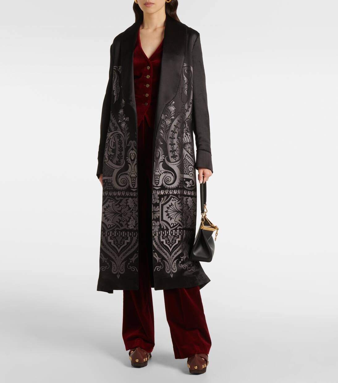 Пальто из смесового шелка с поясом Etro, цвет multicolour on grey base — фото 2