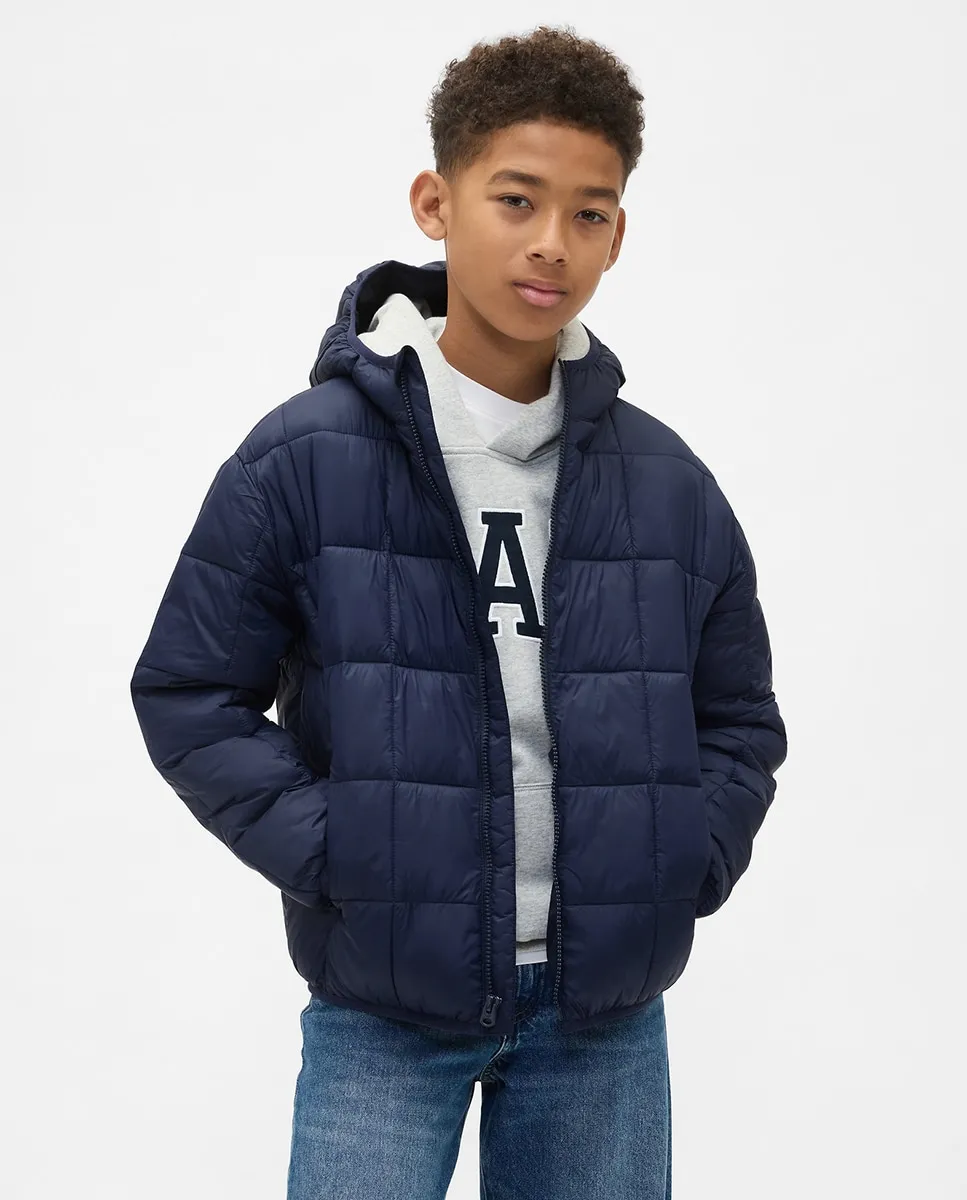 

Детская стеганая парка с капюшоном Gap, темно-синий