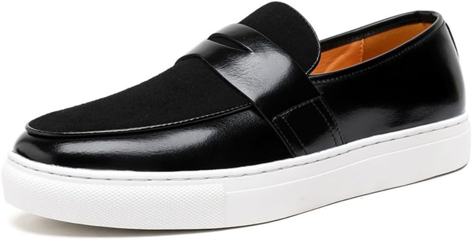 

Мужские лоферы из замши и лакированной кожи - легкие повседневные кроссовки с спортивной резиновой подошвой для работы, офиса и путешествий Spedify, черный