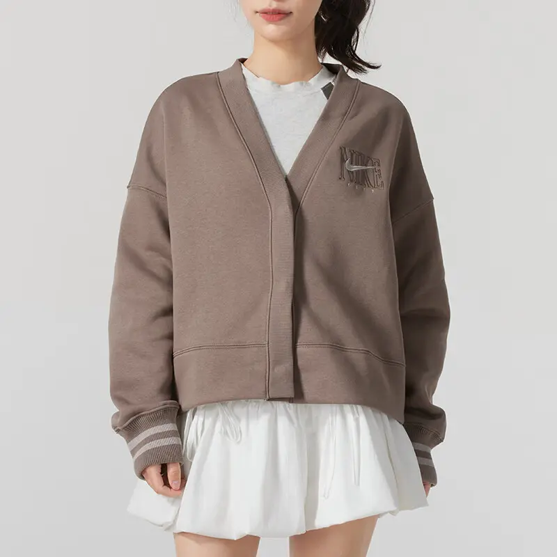 Nike Спортивная кофта женская оверсайз с принтом, Khaki — фото 4