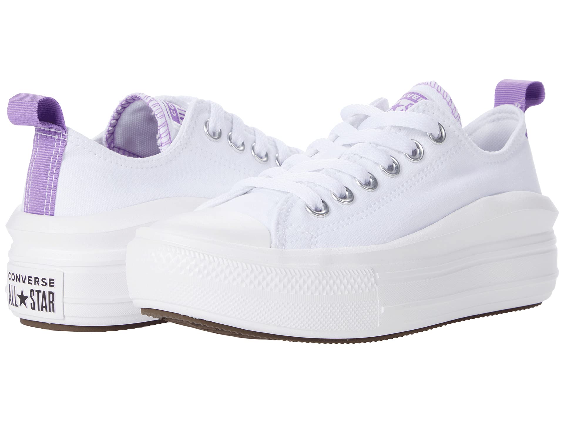 

Кроссовки Converse Kids Chuck Taylor All Star Move Ox - Canvas Color, White/Pixel Purple/White