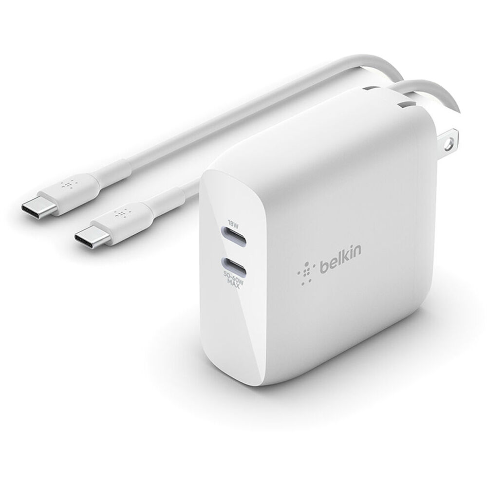

Зарядное устройство Belkin Boost Charge 68W Dual USB Type-C GaN Wall WCH003DQ2MWH-B6