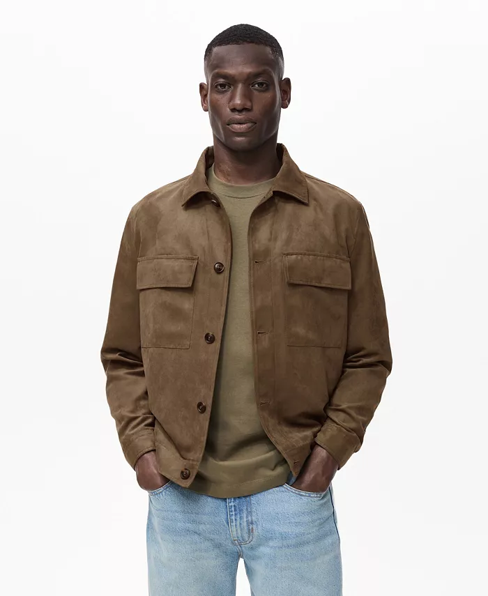 

Мужская замшевая рубашка с эффектом кожи MANGO, зеленый