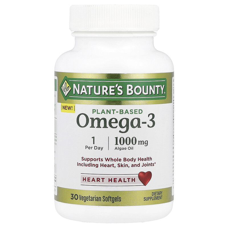 

Nature's Bounty, Омега-3 на растительной основе, 1000 мг, 30 вегетарианских капсул