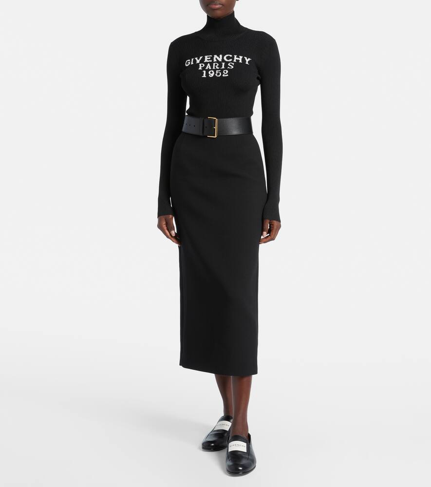 Шерстяная миди-юбка с добавлением других материалов Givenchy, Black — фото 2