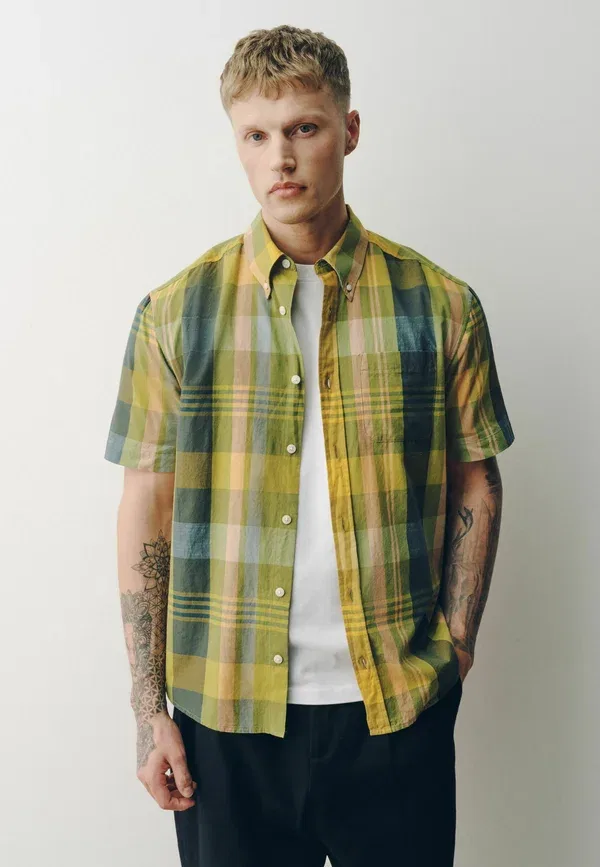 Рубашка Next, Regular fit madras check short sleeve shirt, желтый