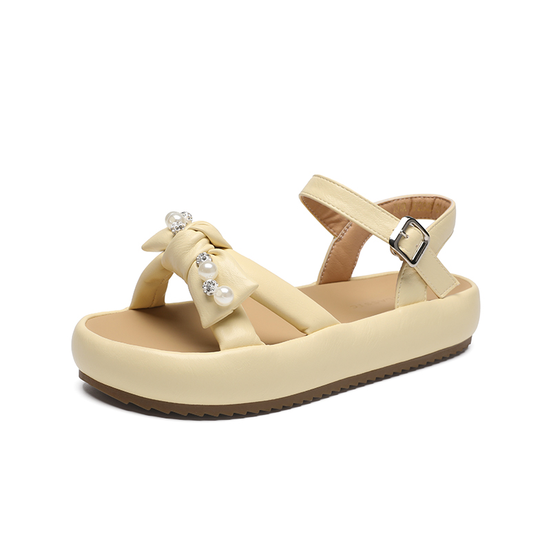 ZHR Женские сандалии на одной застежке бежевые, цвет Beige — фото 4