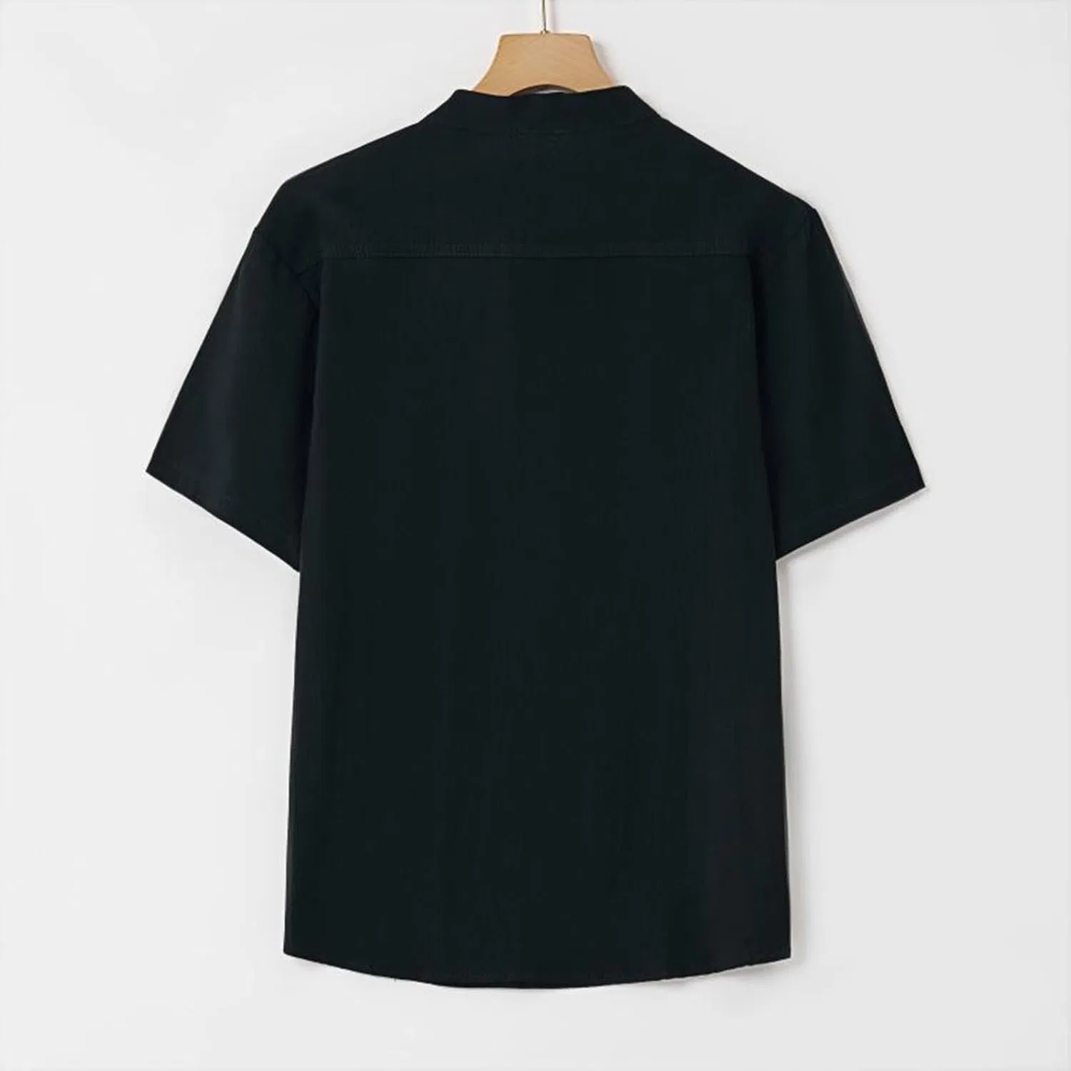 Мужская футболка-поло Henley из хлопка и льна, Athletic Black — фото 4