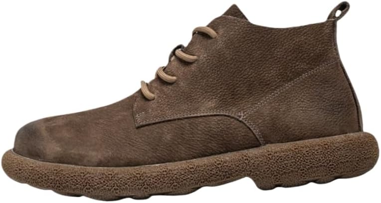 

Мужские короткие ботинки в винтажном стиле с круглым носком на шнуровке, с внутренней отделкой из ПУ. Удобны для использования на улице Fusecottc, коричневый