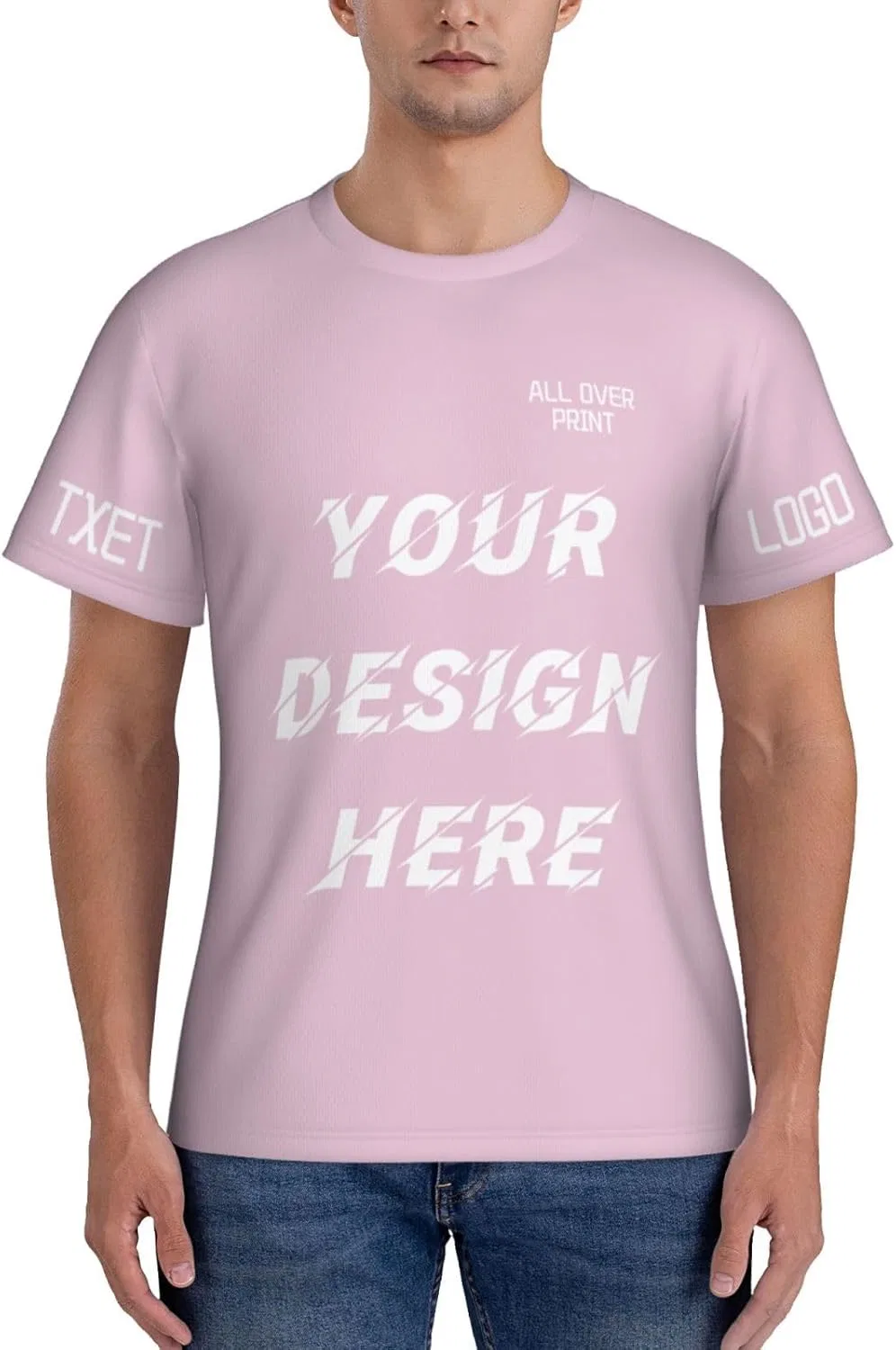 Футболка с принтом, Custom, Pink
