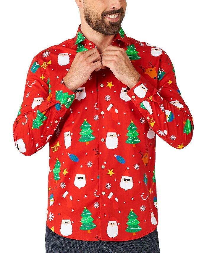 

Мужская красная праздничная рубашка с длинным рукавом OppoSuits, красный